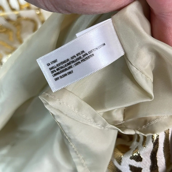 GAP Cowl Neck Tiger Animal Print Dress Cream Gold Metallic Sleeveless Pockets 12 - Picture 11 of 13